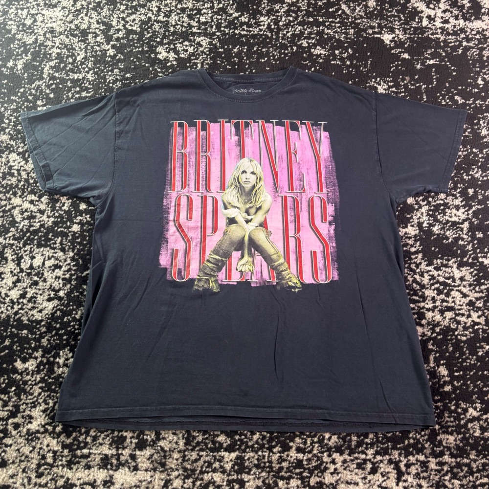 Britney Spears Graphic T-Shirt Mens XL Black Pink Y2K Pop Star Concert Tee